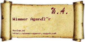Wimmer Agenór névjegykártya